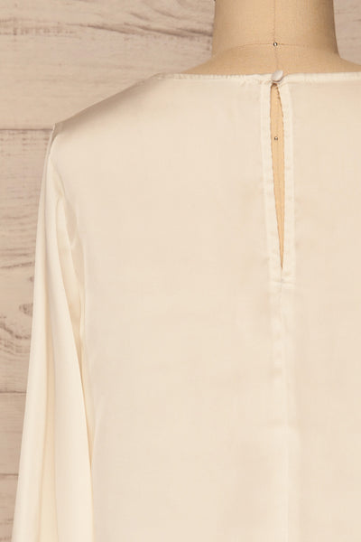 Pelplin Ivory Long Sleeve Silky Blouse | La petite garçonne  back close-up