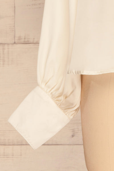 Pelplin Ivory Long Sleeve Silky Blouse | La petite garçonne bottom
