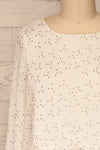 Pemonia White Star Pattern Short A-Line Dress | La Petite Garçonne front close-up