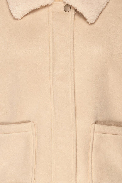 Pennyghael Beige Fuzzy Coat w/ Pockets | La petite garçonne fabric