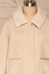 Pennyghael Beige Fuzzy Coat w/ Pockets | La petite garçonne front close up