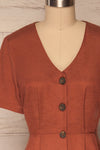 Penza Rust Orange Short Sleeve Dress | La petite garçonne front close up