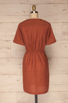 Penza Rust Orange Short Sleeve Dress | La petite garçonne back close up