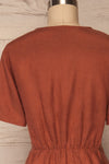 Penza Rust Orange Short Sleeve Dress | La petite garçonne back close up