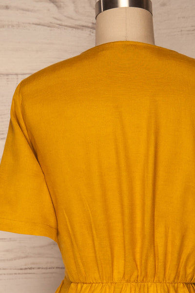 Penza Yellow Short Sleeve Dress | La petite garçonne back close up