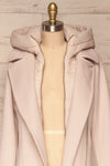 Perla Beige Pink Hooded Felt Trench Coat | La Petite Garçonne front close-up full open