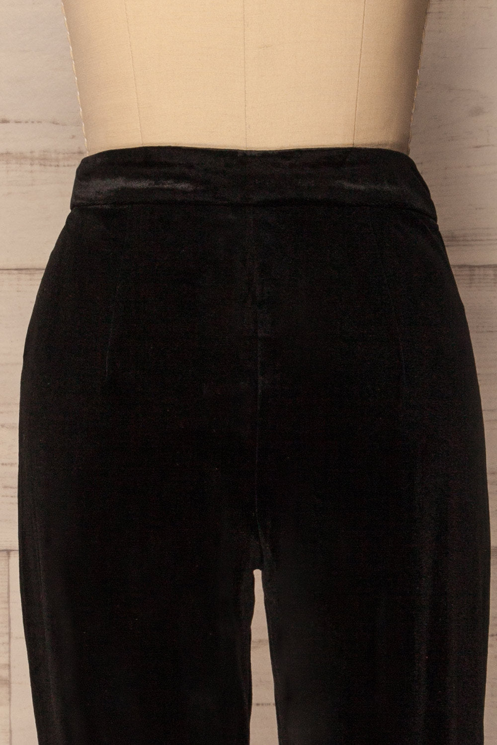 Petigny Black Velvet High Waisted Straight Pants | La Petite Garçonne