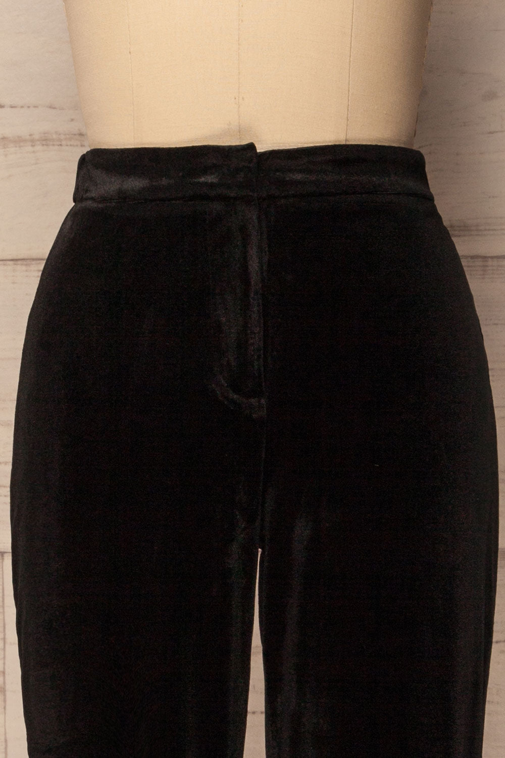 Petigny Black Velvet High Waisted Straight Pants | La Petite Garçonne