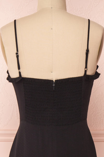Petruso Black Sleeveless A-Line Cocktail Dress | BACK CLOSE UP | Boutique 1861