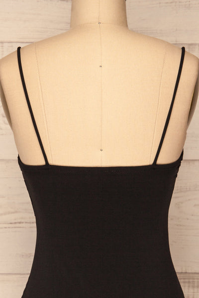 Phoebe Black Short Fitted Dress w/ V-Neck | La Petite Garçonne back close-up