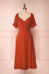 Piastow Rust Orange Short Sleeve Midi Dress | Boutique 1861 front view front view