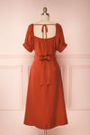 Piastow Rust Orange Short Sleeve Midi Dress | Boutique 1861 back view