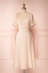 Piastow Sand Beige Short Sleeve Midi Dress | Boutique 1861 front view
