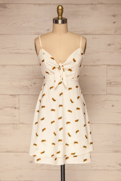 Piechowice White Pineapple Short Dress | La petite garçonne front view
