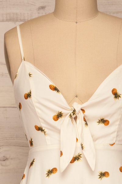 Piechowice White Pineapple Short Dress | La petite garçonne front close-up