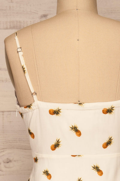 Piechowice White Pineapple Short Dress | La petite garçonne back close-up