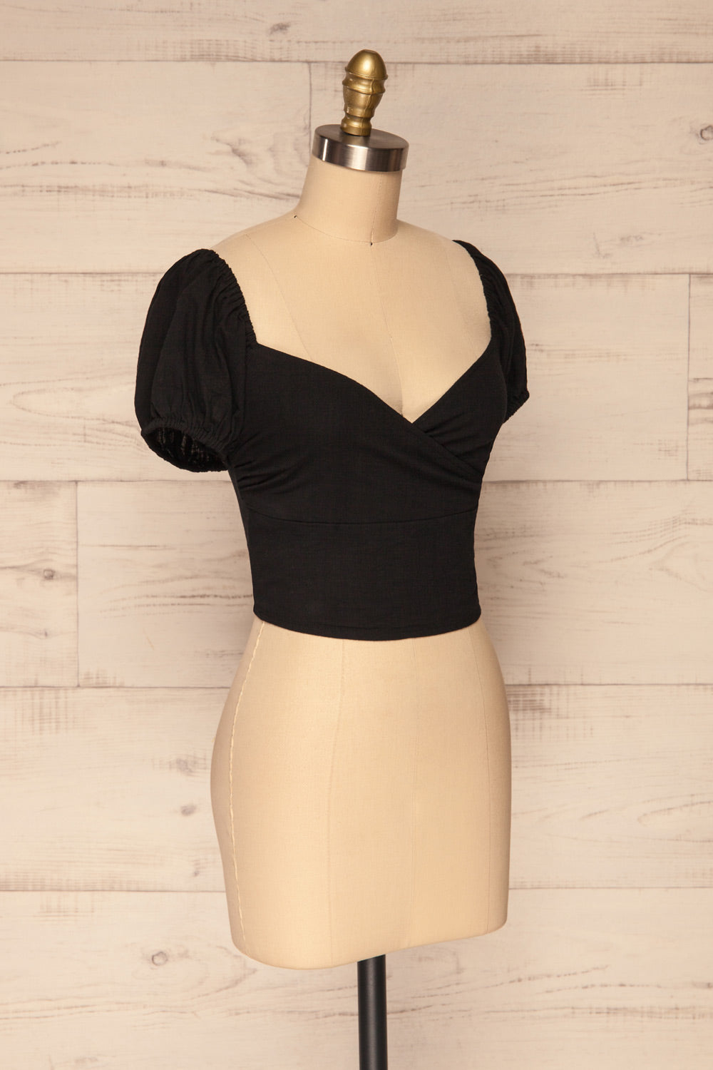 Piensk Black Laced Back Crop Top | La petite garçonne side view