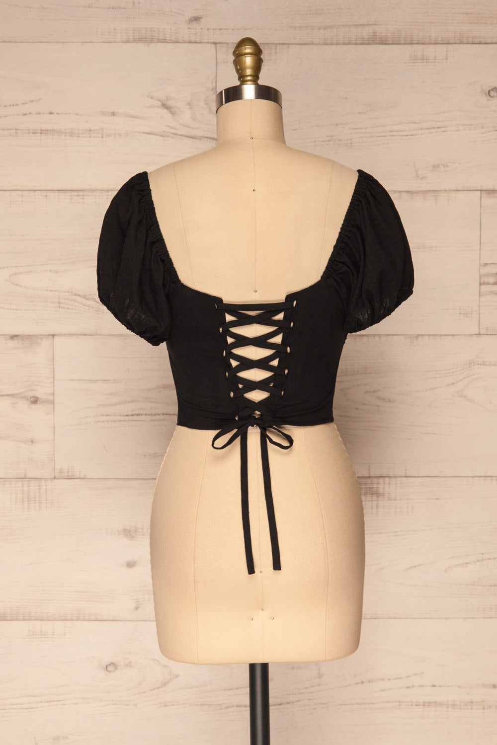 Piensk Black Laced Back Crop Top | La petite garçonne back view