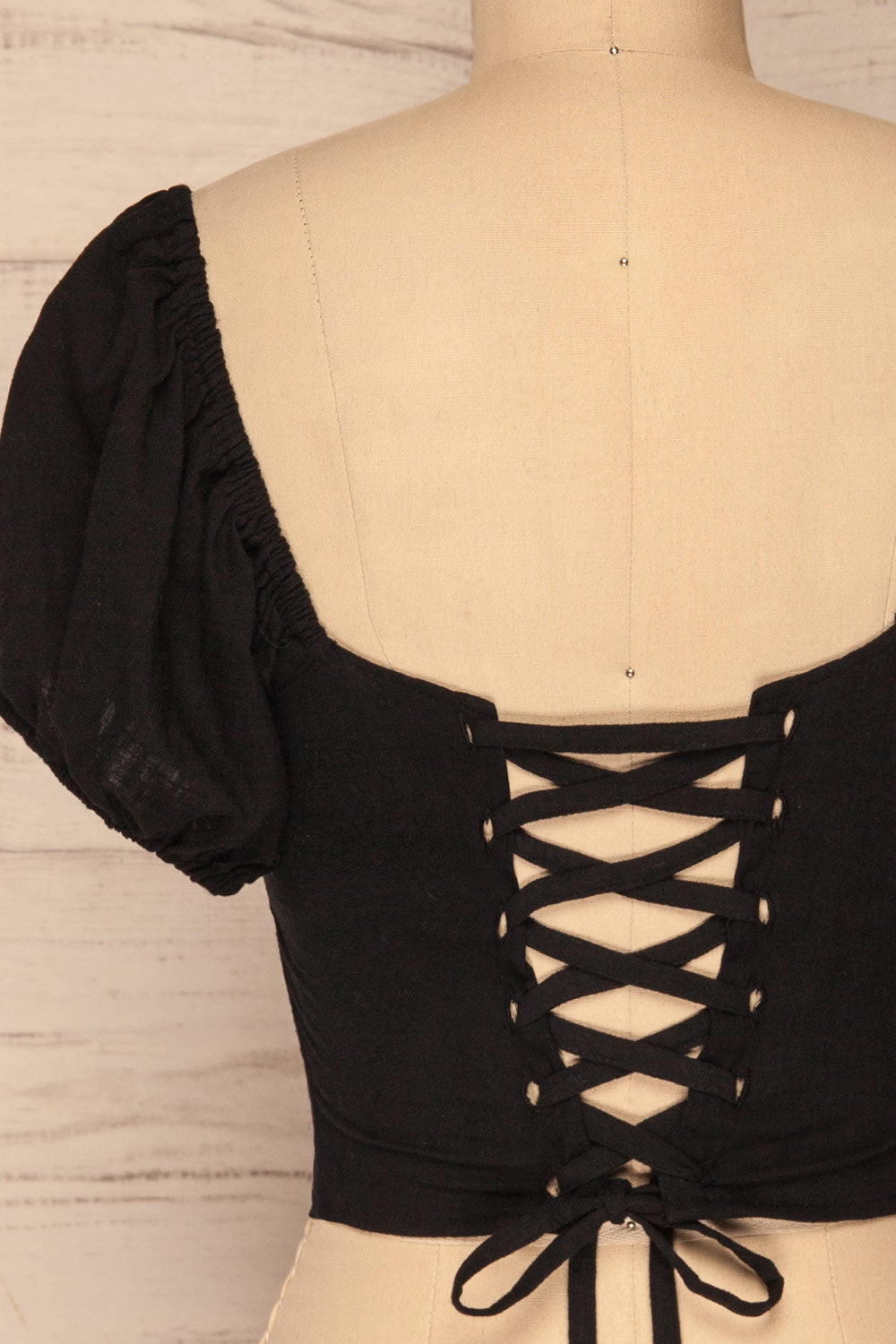 Piensk Black Laced Back Crop Top | La petite garçonne back close up