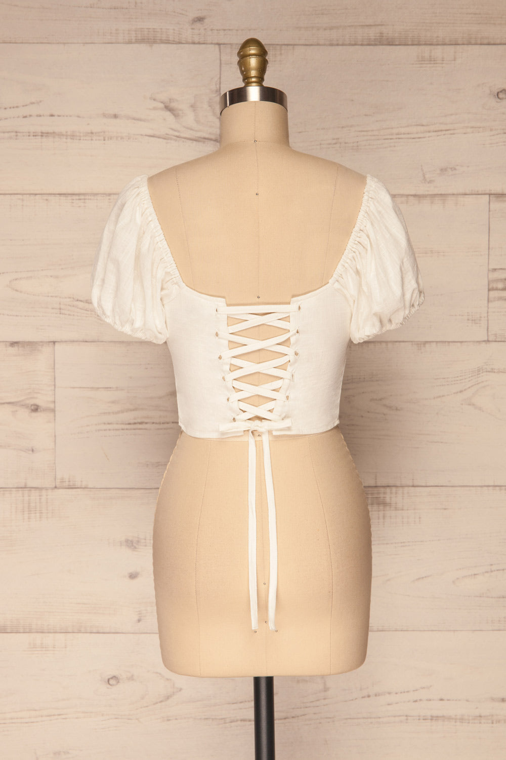  Piensk White Laced Back Crop Top | La petite garçonne back view