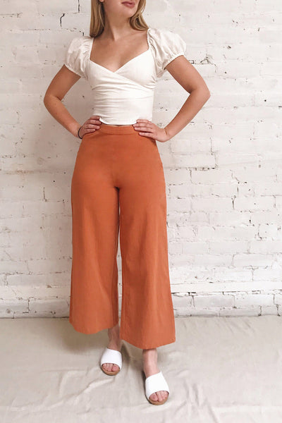 Laskowice Orange Wide Straight Leg Pants | La petite garçonne model look