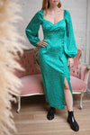 Pierette Green Patterned Maxi Dress w/ Slit | Boutique 1861 model