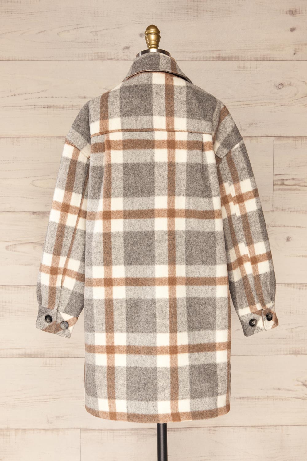 Pietrapaolo Grey Plaid Wool Shirt Jacket | La petite garçonne back view