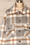 Pietrapaolo Grey Plaid Wool Shirt Jacket | La petite garçonne frotn close up