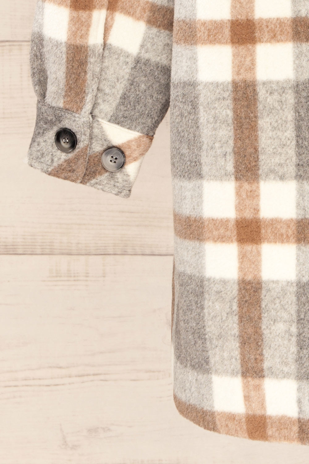 Pietrapaolo Grey Plaid Wool Shirt Jacket | La petite garçonne sleeve