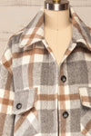 Pietrapaolo Grey Plaid Wool Shirt Jacket | La petite garçonne front close up open
