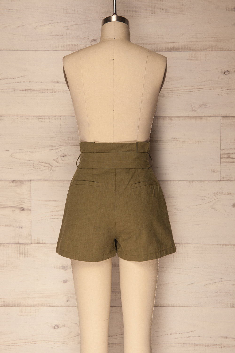 Pilzno Khaki Button-Up HIgh Waisted Shorts | La Petite Garçonne 5