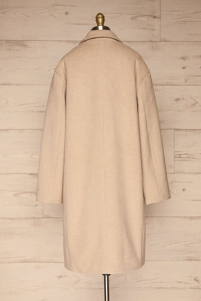 Pinczow Long Beige Wool Coat | La petite garçonne  back view