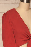 Pinerolo Faded Red Knot Crop Top side close up | La petite garçonne