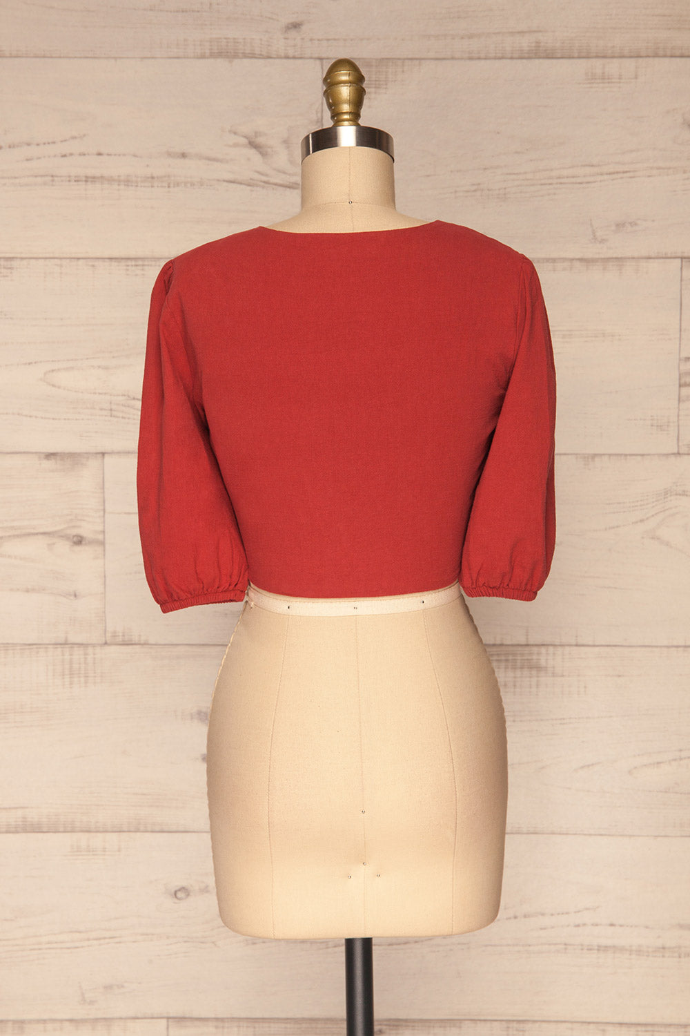 Pinerolo Faded Red Knot Crop Top back view | La petite garçonne