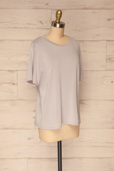 Pinhel Light Grey Basic Loose T-Shirt | La petite garçonne side view