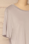 Pinhel Light Grey Basic Loose T-Shirt | La petite garçonne side close-up