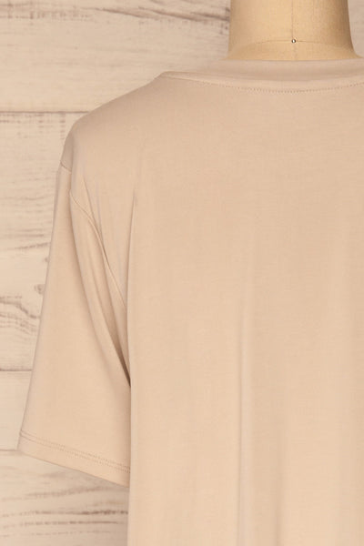 Pinhel Taupe Basic Loose T-Shirt | La petite garçonne back close-up