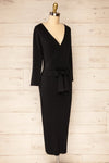 Pirot Black Long Sleeve Wrap Midi Dress | La petite garçonne side view