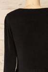 Pirot Black Long Sleeve Wrap Midi Dress | La petite garçonne back close-up