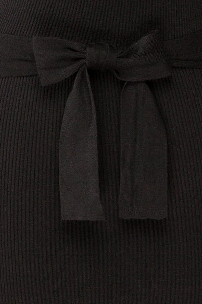 Pirot Black Long Sleeve Wrap Midi Dress | La petite garçonne fabric