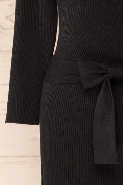 Pirot Black Long Sleeve Wrap Midi Dress | La petite garçonne sleeve