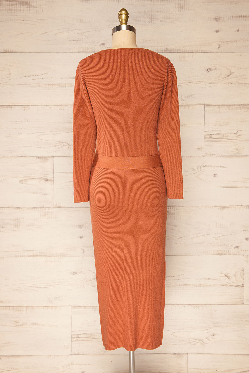 Pirot Pink Long Sleeve Wrap Midi Dress | La petite garçonne back view 