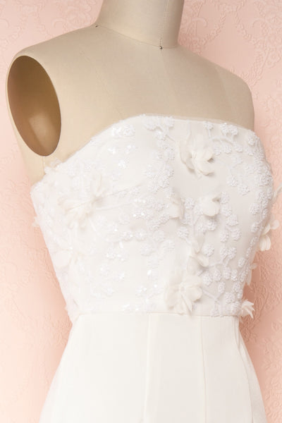Plaisance Bridal Jumpsuit w/ Removable Tulle Skirt | Boudoir 1861 side close-up
