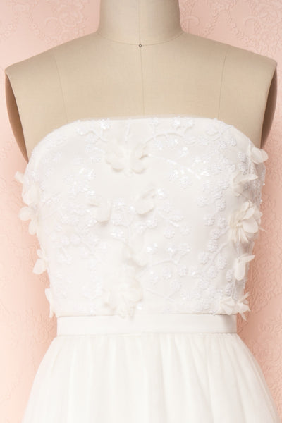 Plaisance Bridal Jumpsuit w/ Removable Tulle Skirt | Boudoir 1861 front close-up