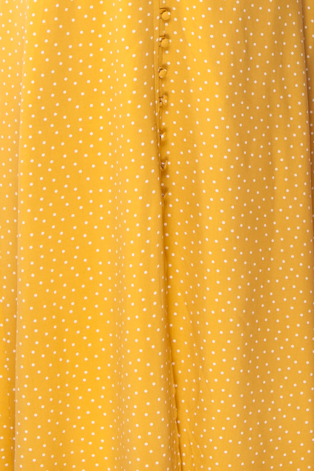 Plaucia Yellow Polka Dot A-Line Midi Dress fabric | Boutique 1861