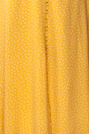 Plaucia Yellow Polka Dot A-Line Midi Dress fabric | Boutique 1861