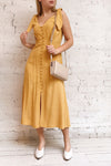 Plaucia Yellow Polka Dot A-Line Midi Dress | Boutique 1861 model look