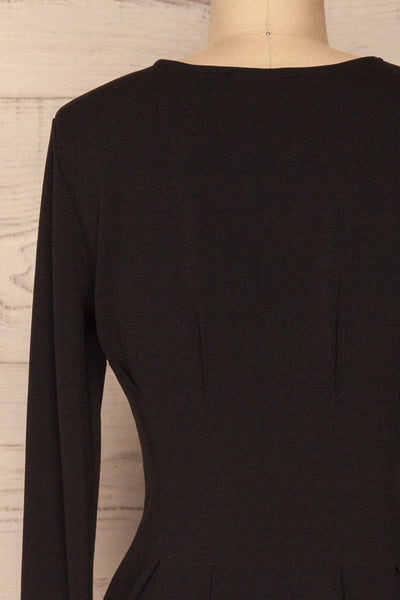 Plockton Black Long Sleeved Cocktail Dress | La Petite Garçonne back close up