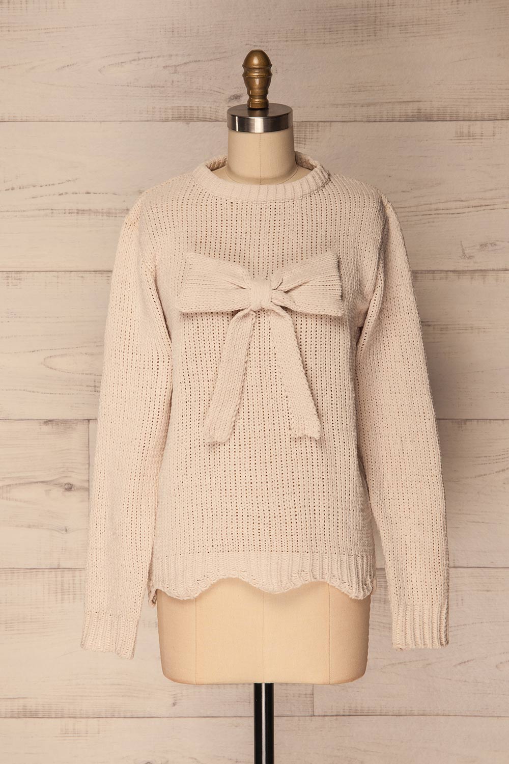 Poeke Jour Cream Knit Sweater with Bow | La Petite Garçonne 1
