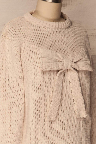 Poeke Jour Cream Knit Sweater with Bow | La Petite Garçonne 4